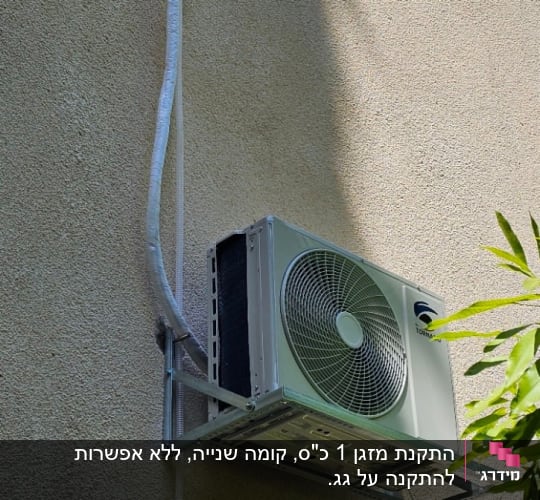 יחידת מיזוג אוויר מותקנת על קיר חיצוני